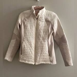 CALIA by Carrie Underwood Cream and Tan Quilted Puffer Jacket